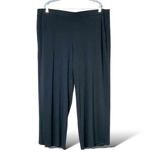 J. JILL Wearever Collection Full Wide Leg Pull On Black Jersey Knit Trousers 3X